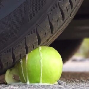 Car passing over eggs, fruit and more